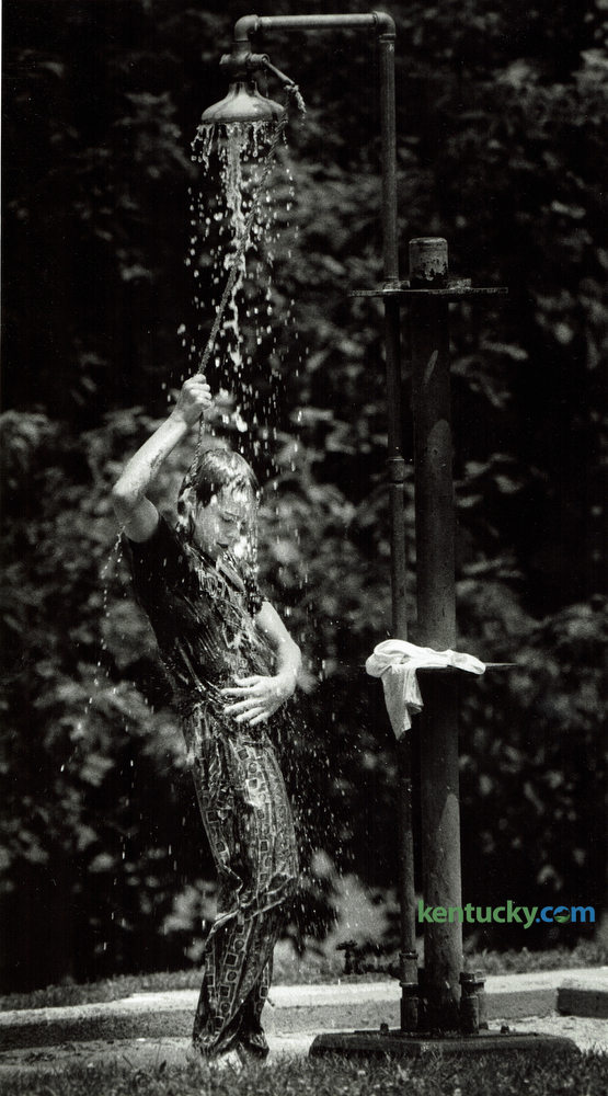 Rinsing off at Boonesborough Beach, 1991 Kentucky Photo Archive